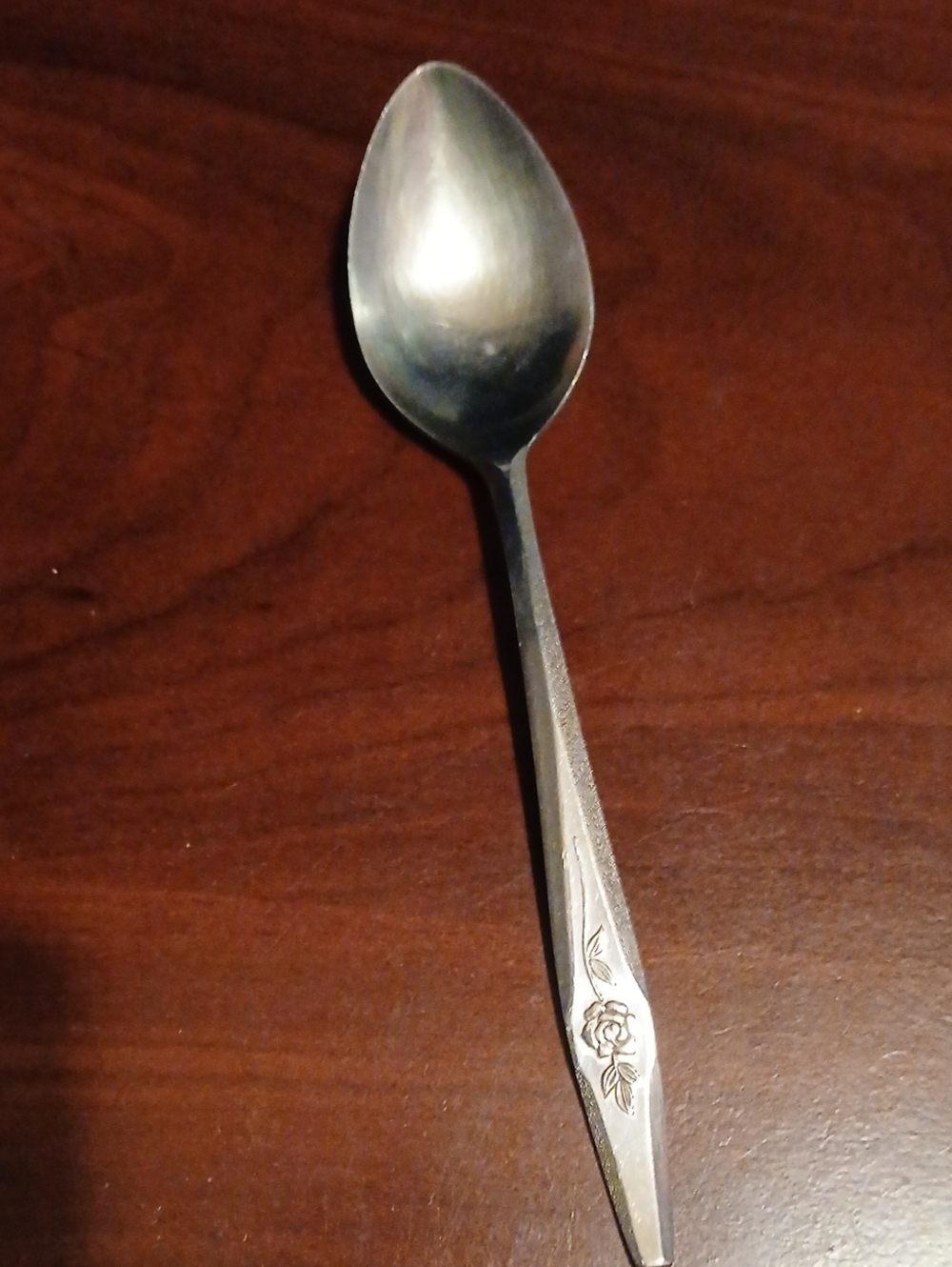Stainless Steel Silver Rose-Accent Tablespoon